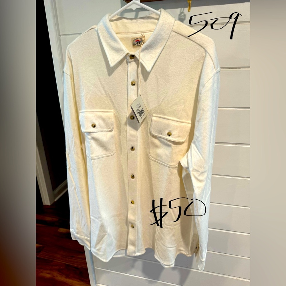 Faherty Legend Sweater Shirt - White - NWT - XXL